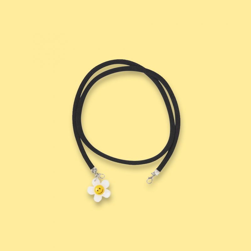 Correa para mascarilla con colgante Flor con carita Correa para mascarilla con colgante Flor con carita