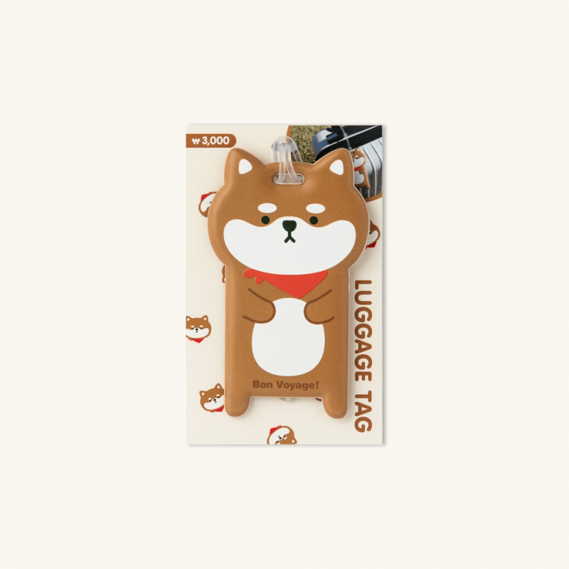 Etiqueta para equipaje Shiba bandana roja Etiqueta para equipaje Shiba bandana roja