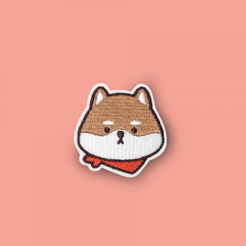 Pin parche bordado Shiba café carita Pin parche bordado Shiba café carita