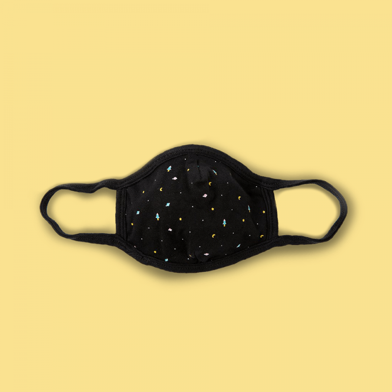 Mascarilla de algodón reutilizable 3D Planetas y cohetes