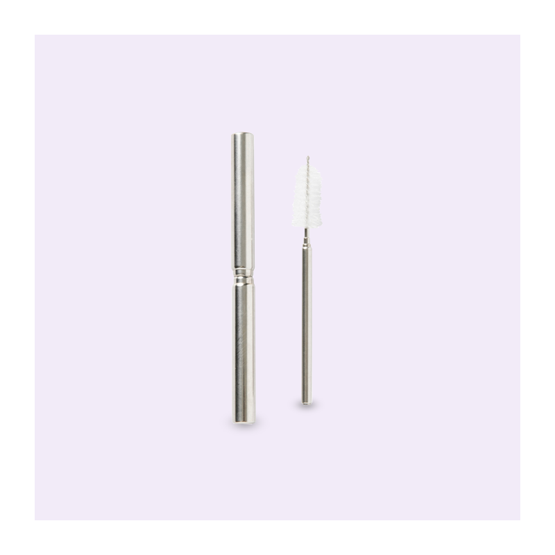 Bombilla plegable de acero inoxidable (L) + cepillo Bombilla plegable de acero inoxidable (L) + cepillo