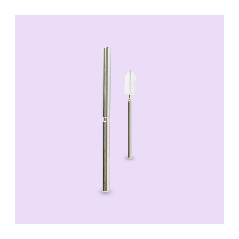 Bombilla plegable de acero inoxidable (M) + cepillo Bombilla plegable de acero inoxidable (M) + cepillo
