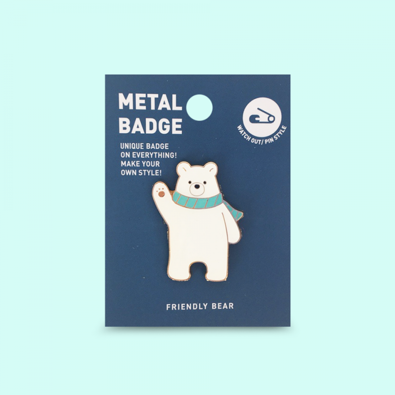 [AGOTADO BODEGA] Pin metálico Oso polar saludando