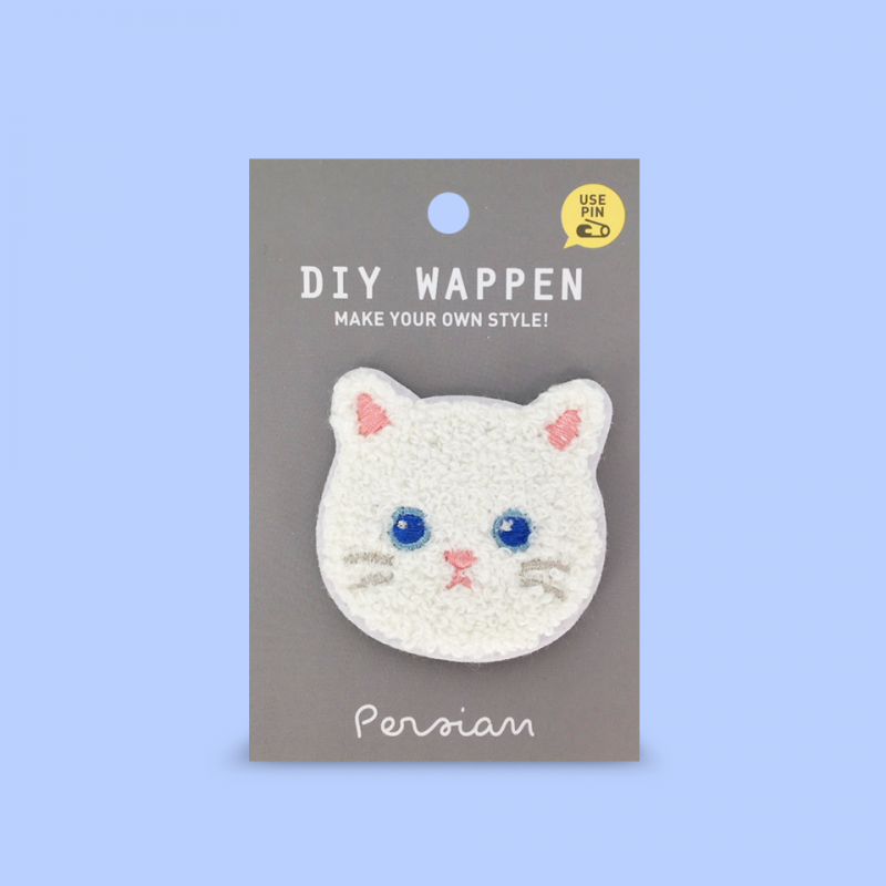 Pin parche bordado Cara gatito blanco Pin parche bordado Cara gatito blanco