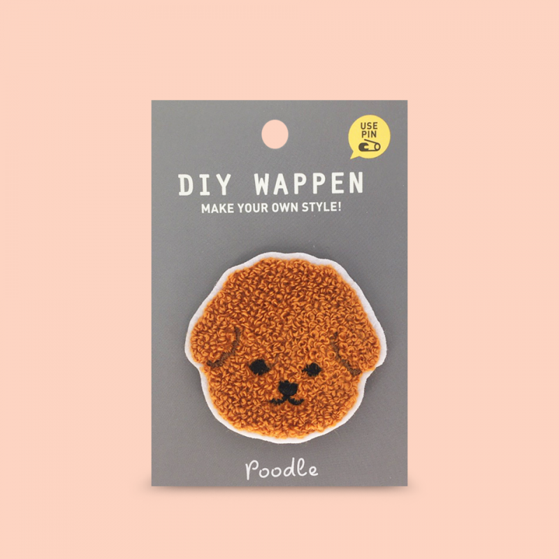 Pin parche bordado Cara Poodle café Pin parche bordado Cara Poodle café