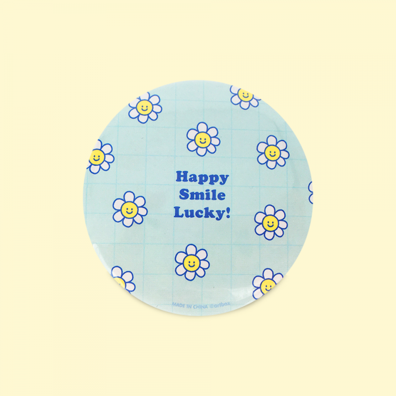 Espejo metálico circular "Happy, Smile, Lucky!" Espejo metálico circular "Happy, Smile, Lucky!"