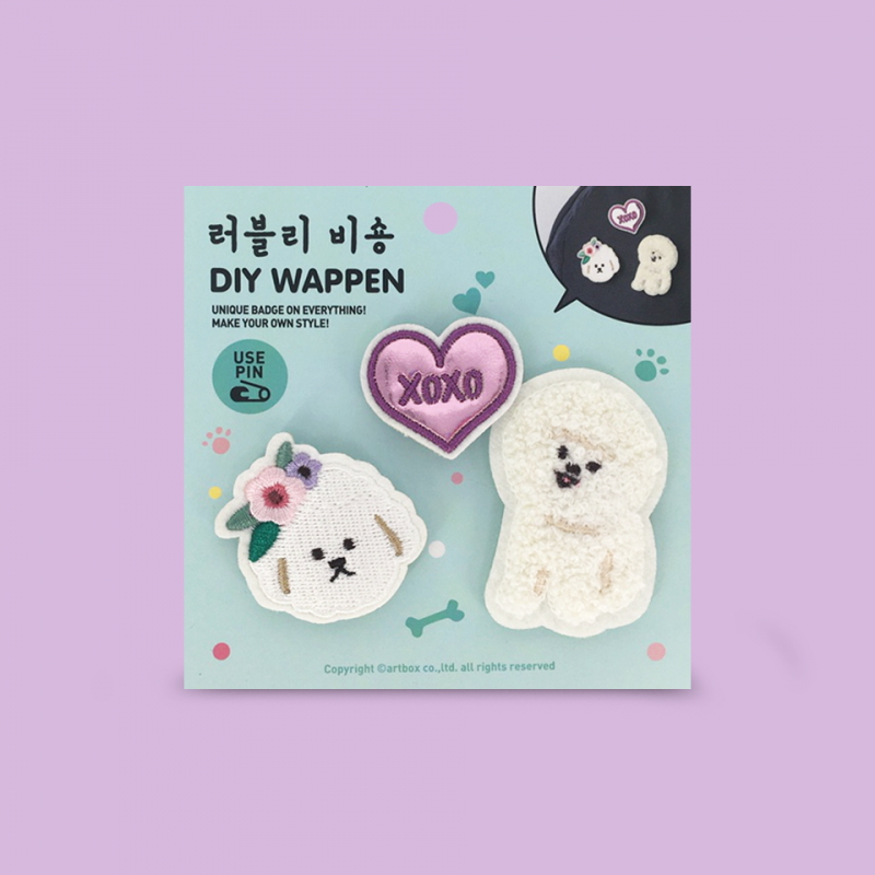 Set pin parche bordado Poodles y corazón Set pin parche bordado Poodles y corazón