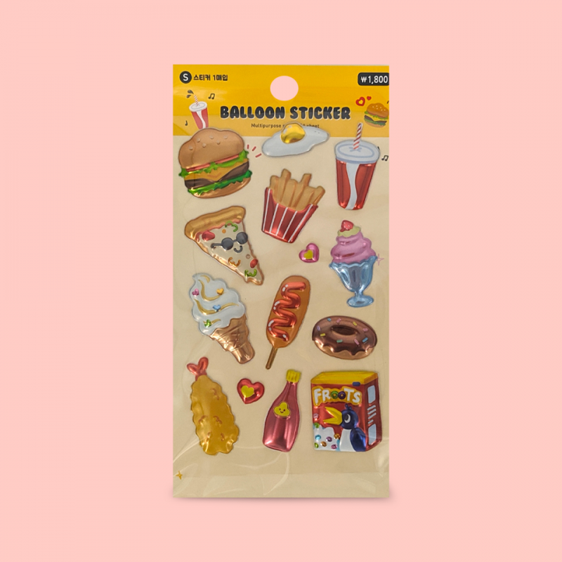Set stickers globos Comida rápida Set stickers globos Comida rápida
