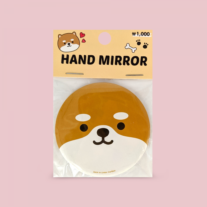Espejo metálico circular Shiba cara Espejo metálico circular Shiba cara