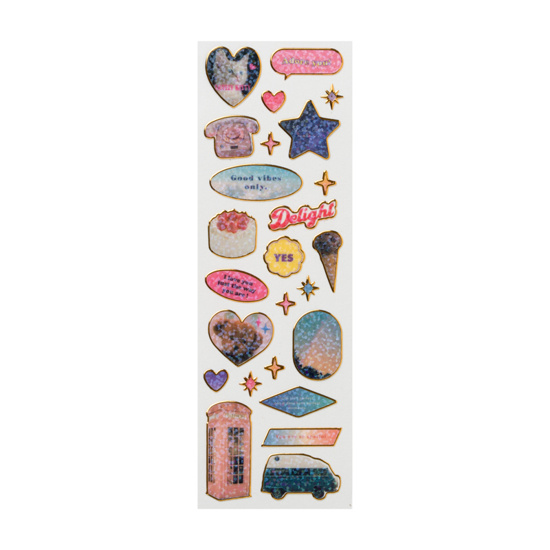 Set stickers deco Corazones y gatitos