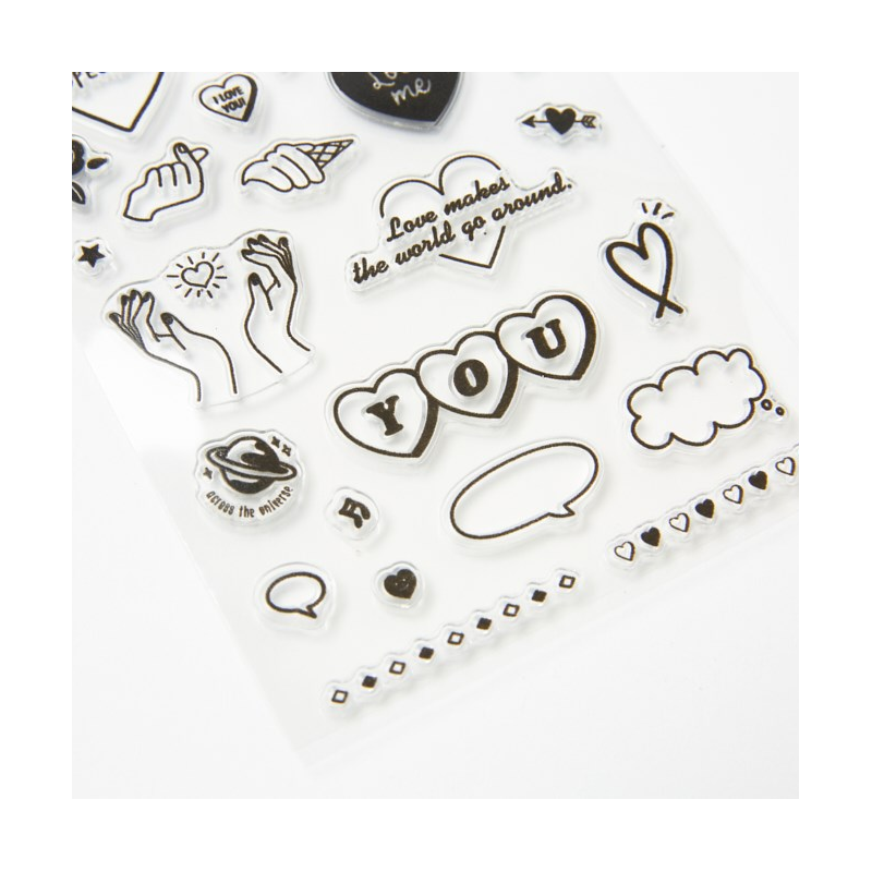Set stickers timbres de silicona Corazones Set stickers timbres de silicona Corazones