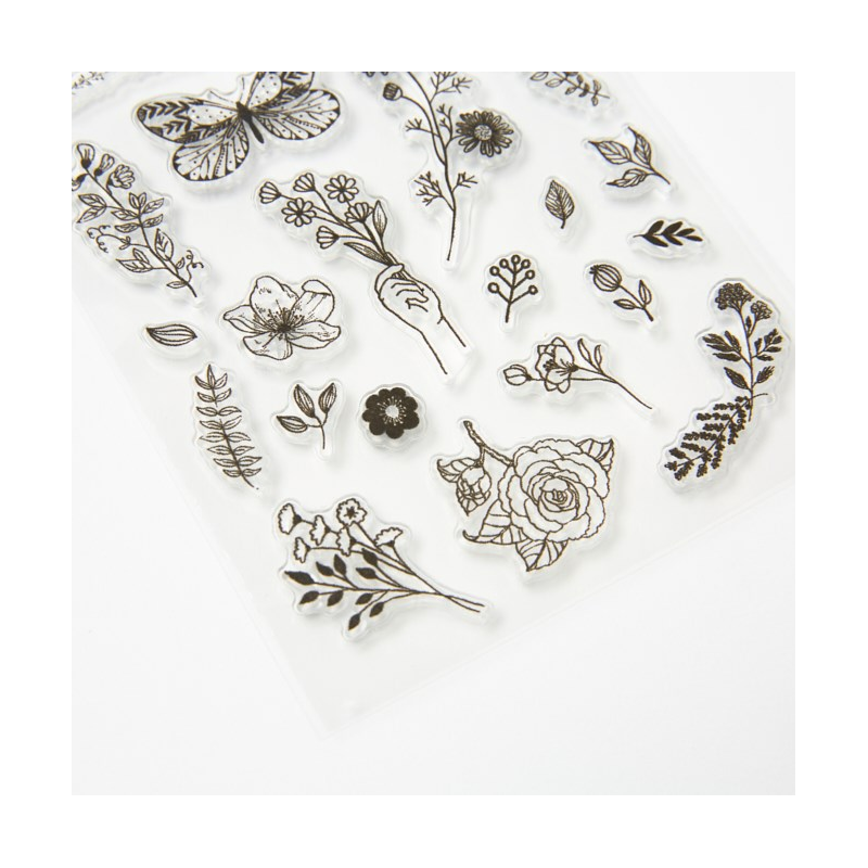 Set stickers timbres de silicona Flores Set stickers timbres de silicona Flores